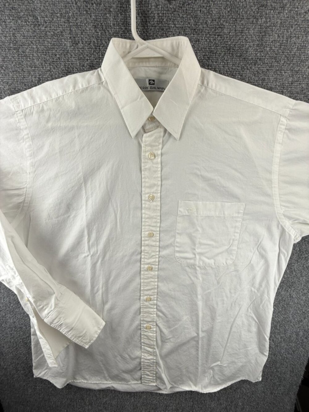 Balmain 16.5 Cotton Polyester Point White Solid Shirt Mens Long Sleeve Pocket